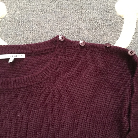 Eggplant cozy knit sweater with button shoulder - Picture 5 of 7